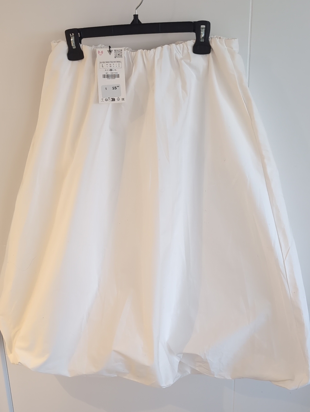 NWT Zara White Cotton Bubble Midi Skirt Size L